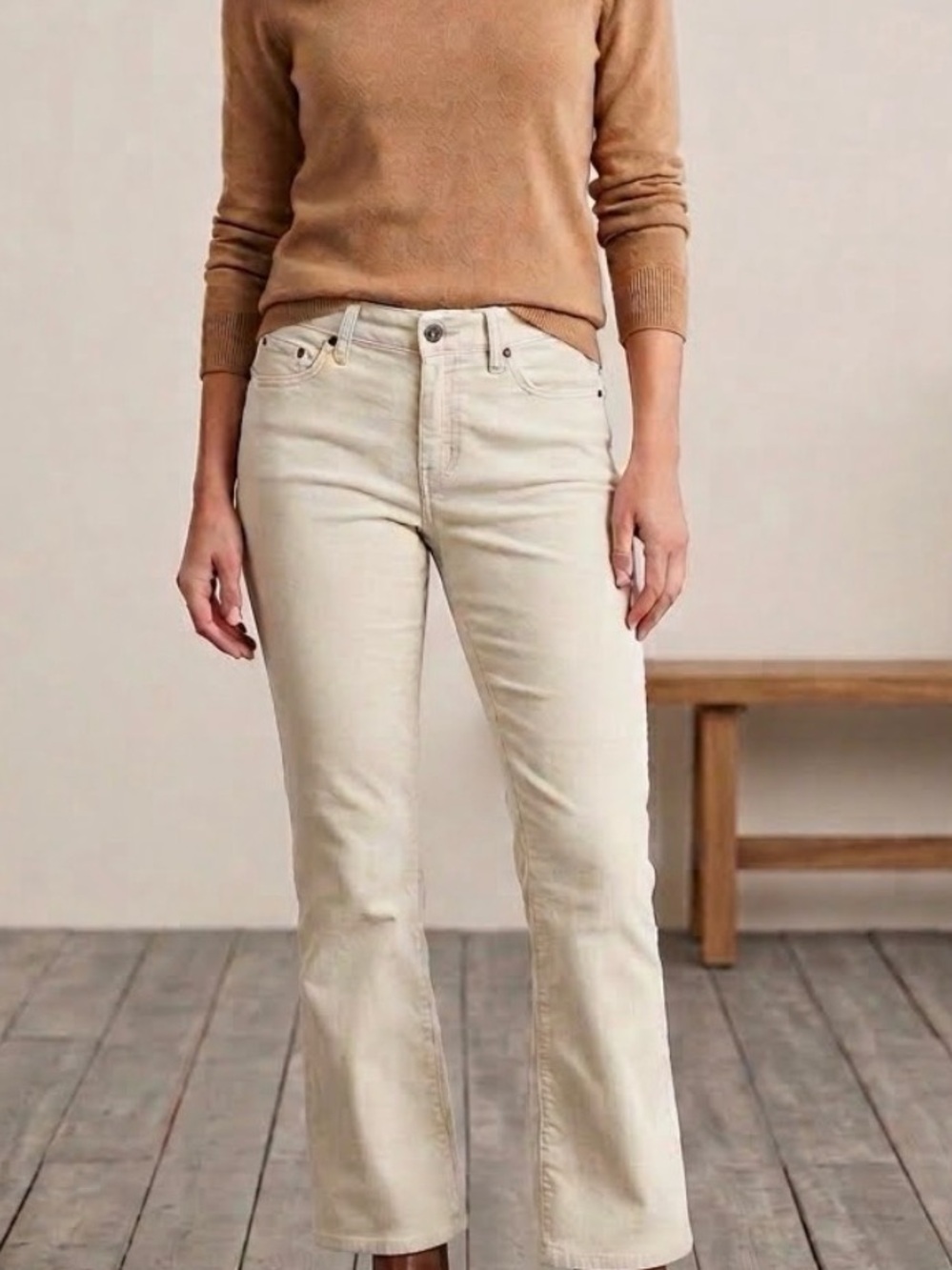 LOFT 100% Cotton Cream Bootcut Corduroy Jeans